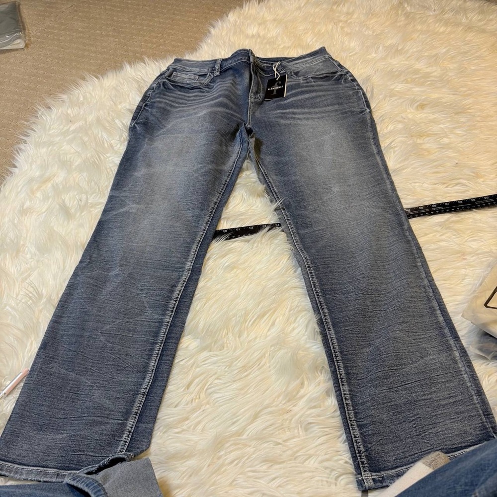 Flamingals Boot Cut Jeans for Women Trendy Stretch Jeans Butt Lifting Tummy Cont - Picture 9 of 14